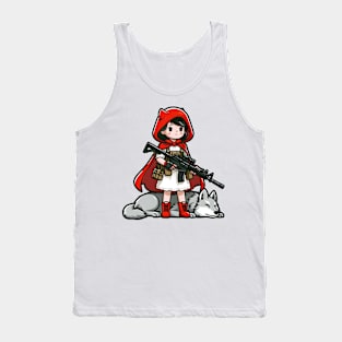 Tactical Little Red Riding Hood Adventure Tee: Where Fairytales Meet Bold Style Tank Top